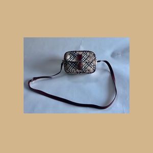 AUTH Burberry Plaid Canvas & Leather Cross Body